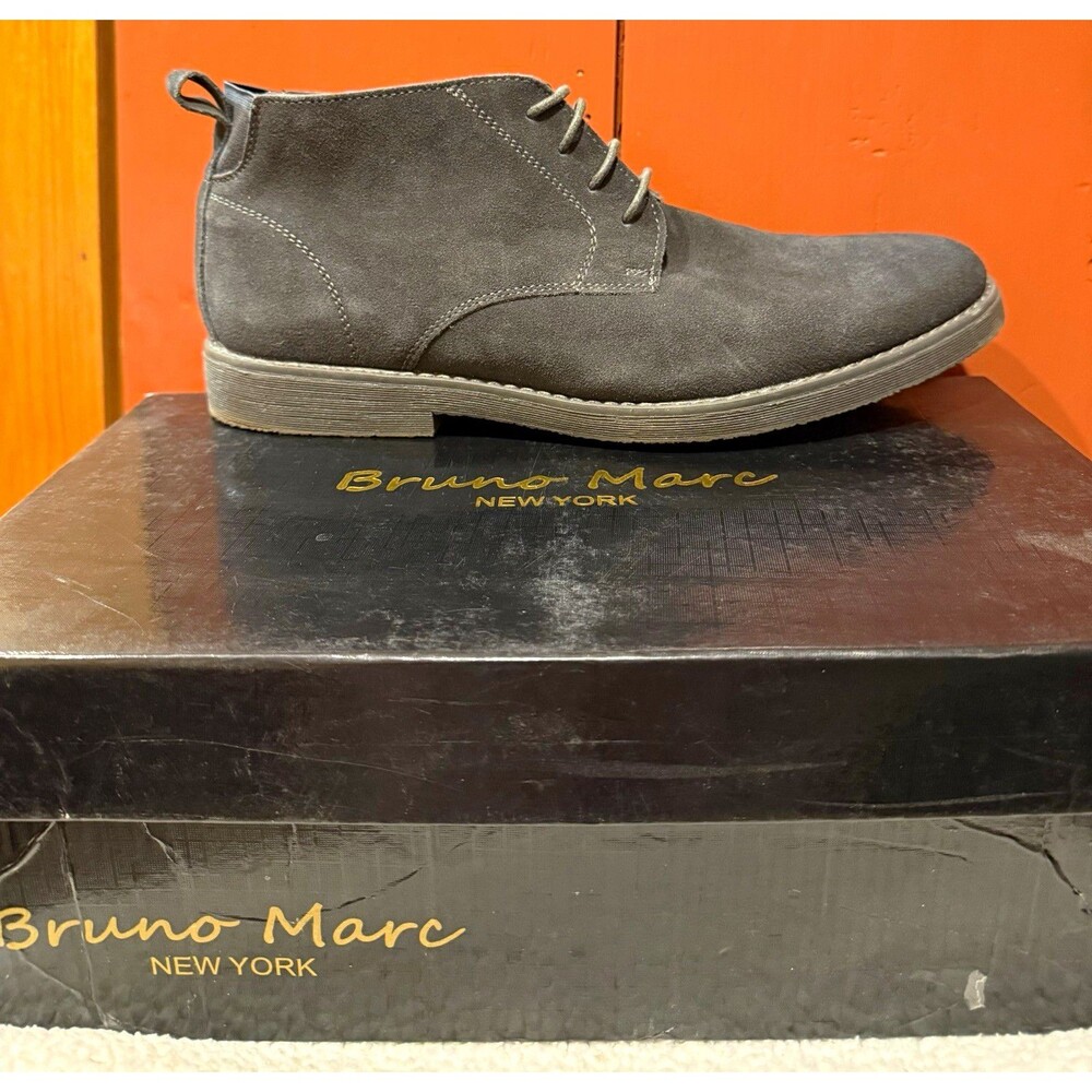 Bruno Marc Men’s Gray Suede Chukka Ankle Boots Lace-Up US 10.5 EU 44